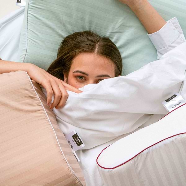 Фото - Подушка ортопедична MirSon №6003 Noble stripe Royal Pearl 58х40х10.5 (2200003260724)