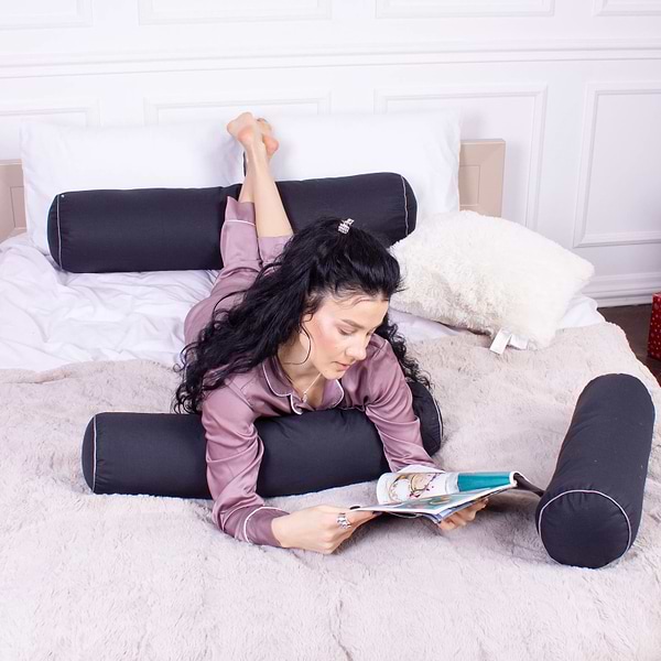 Фото - Подушка валик MirSon №8123 Naturale Line 16-9000 Black Stone EcoSilk 70х16 см (2200006248798)