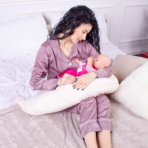 Фото - Подушка для кормления MirSon №8302 Velvet Line 28-0004 Cream Велюр 30х170х20 см (2200006200277)