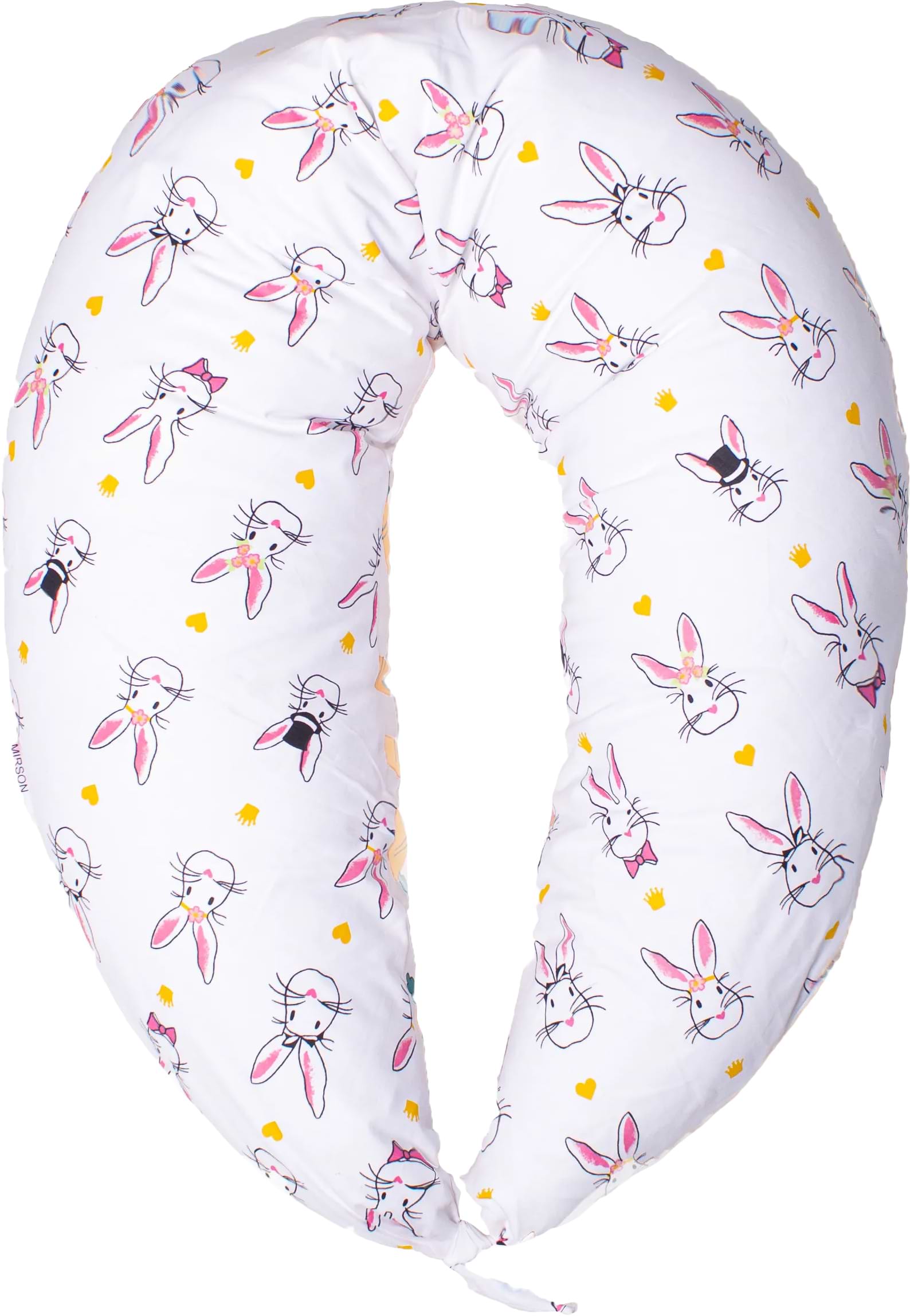 Подушка для годування MirSon №8336 Print Line 17-0529 Bunnies white Бязь 30х170х20 см (2200006200611)
