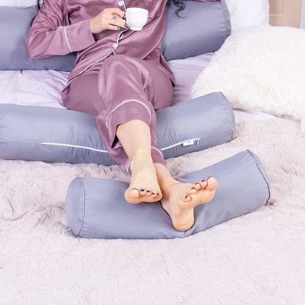 Фото - Подушка валик MirSon №8341 Eco Line Gray BamBoo 100х20 см (2200006250364)