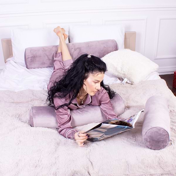 Фото - Подушка валик MirSon №8129 Velvet Line 28-0005 Ashen EcoSilk 100х20 см (2200006249191)