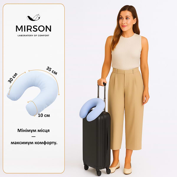 Фото - Подушка дорожня MirSon №8733 Naturale Line 12-4608 Lucretia 50% Memory (2200006348184)