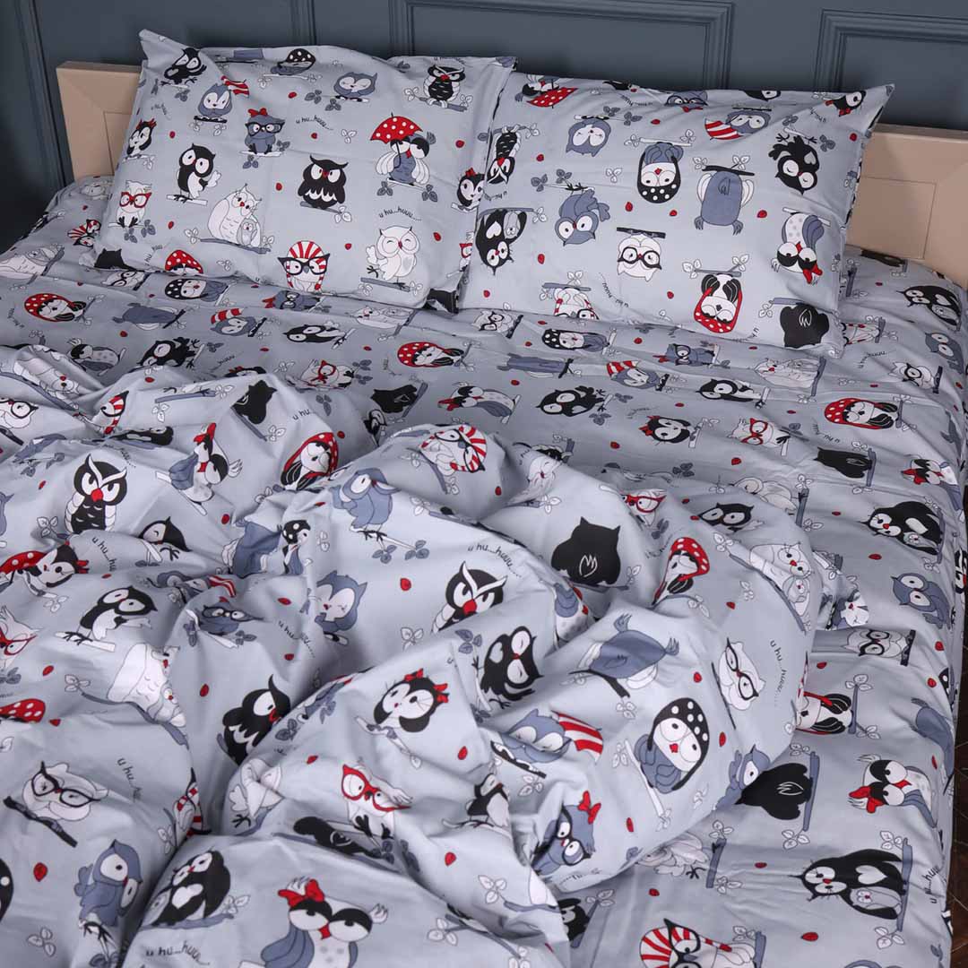 Простирадло полуторне MirSon Бязь 17-0672 Silver Owlets 150х220 см (2200010182781)