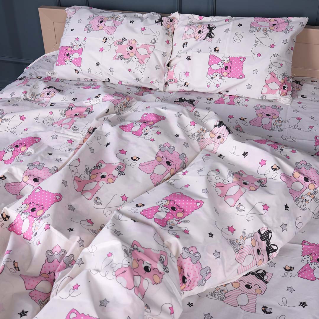 Комплект постільної білизни дитячий MirSon Бязь 17-0776 Magic cats pink 110х140 (2200011238203)