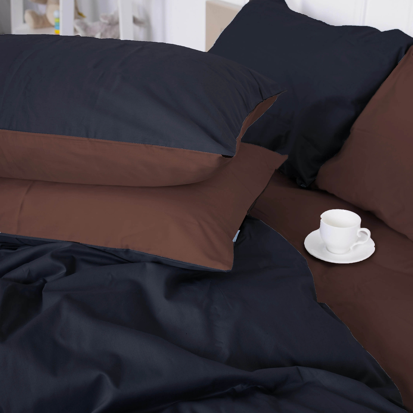 Комплект постільної білизни MirSon King Size 0211+0055 Dark Chocolate 220х240 (2200001169616)