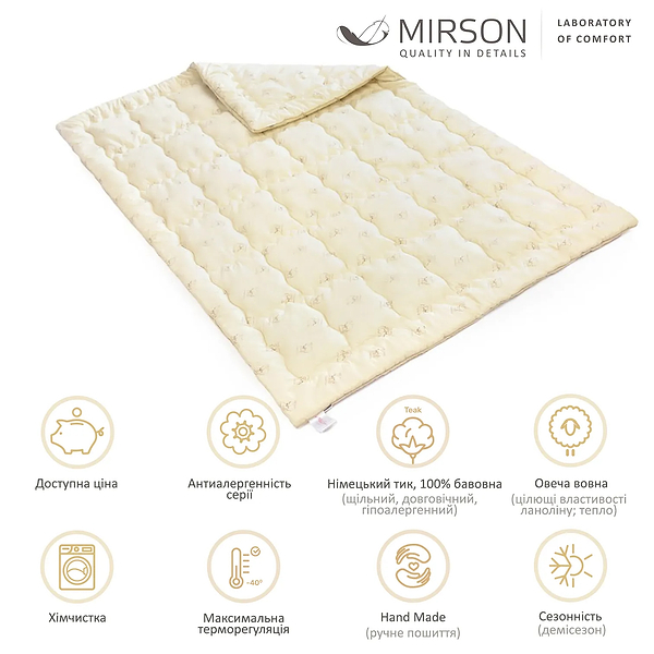 Фото - Одеяло летнее двуспальное евро MirSon Gold Camel Hand Made 173 220x240 см (2200000460721)