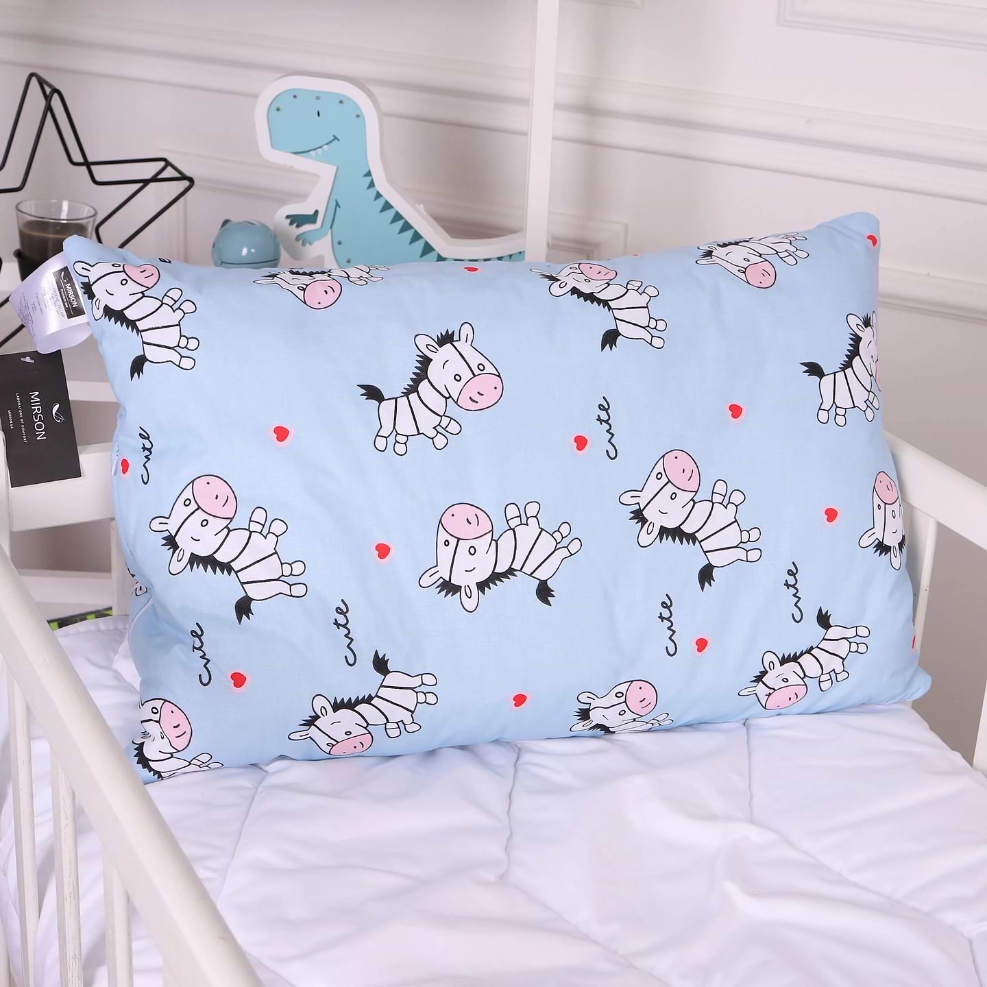 Подушка стандартная MirSon Kids Time 20-0037 Cute blue zebra EcoSilk 50х70 см (2200009669248)