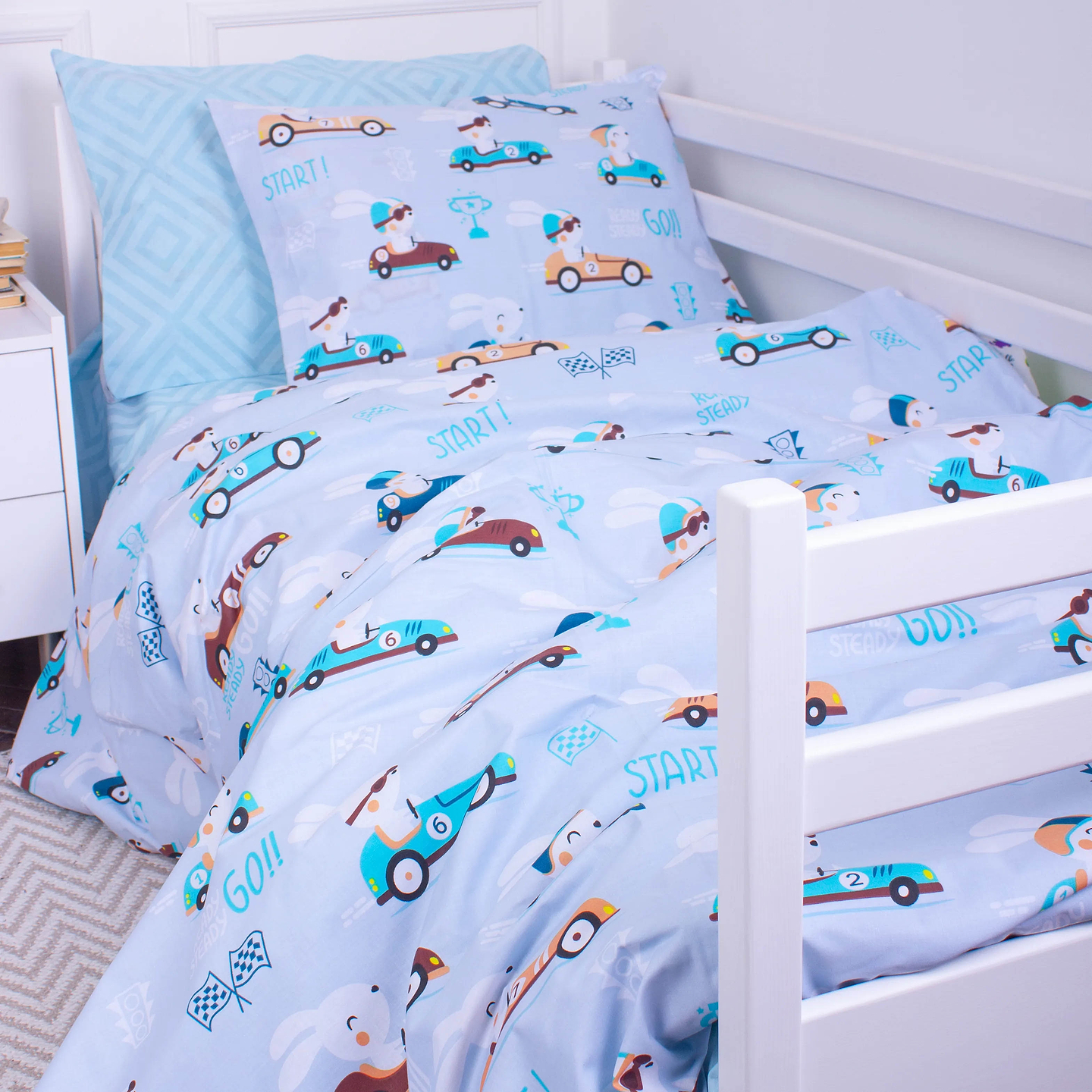 Комплект постельного белья детский MirSon Бязь Kids Time  Bunny Races 110 x 140 см (2200007020829)