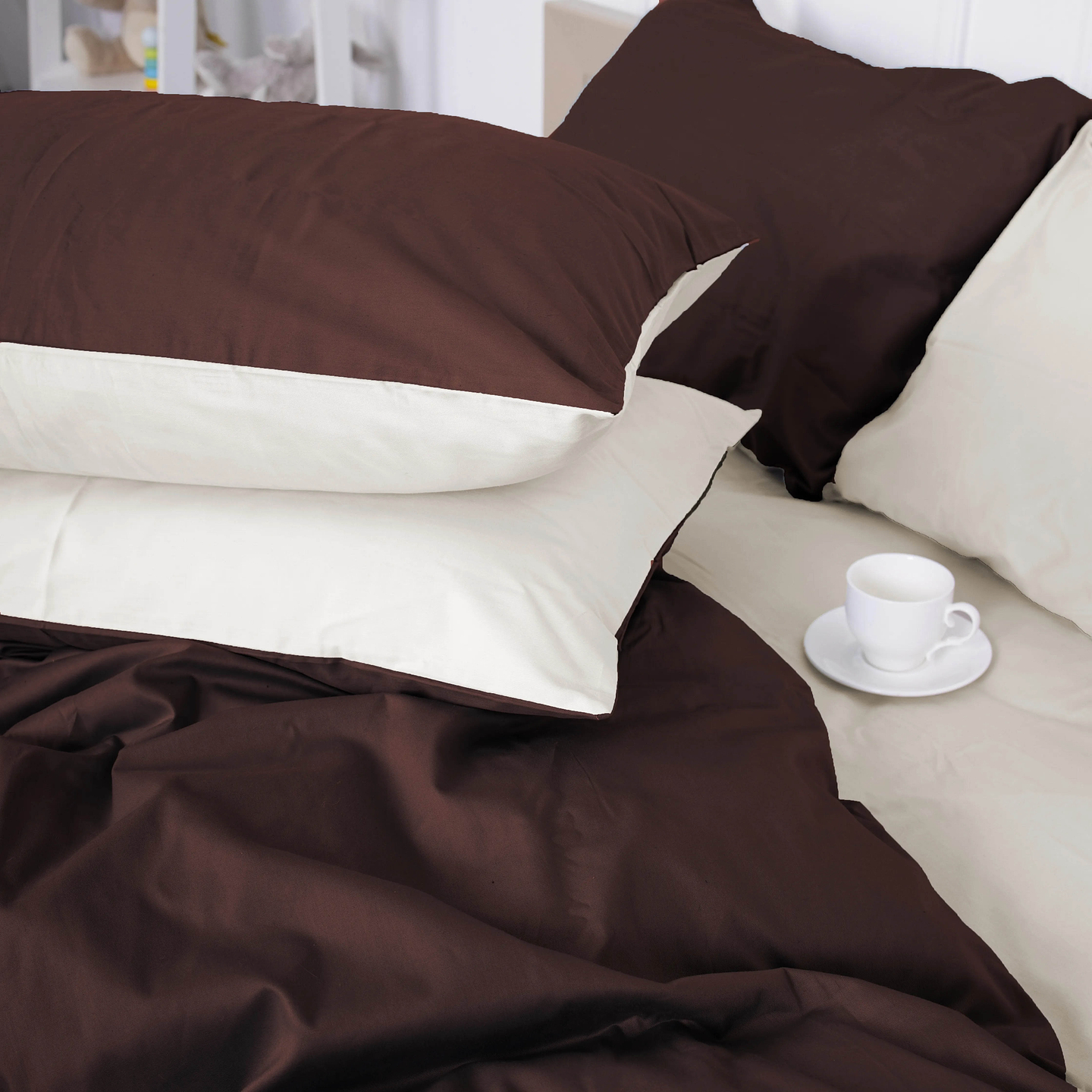 Комплект постільної білизни MirSon King Size Сатин 0001+0211 Lactic 220х240 см (2200001169425)