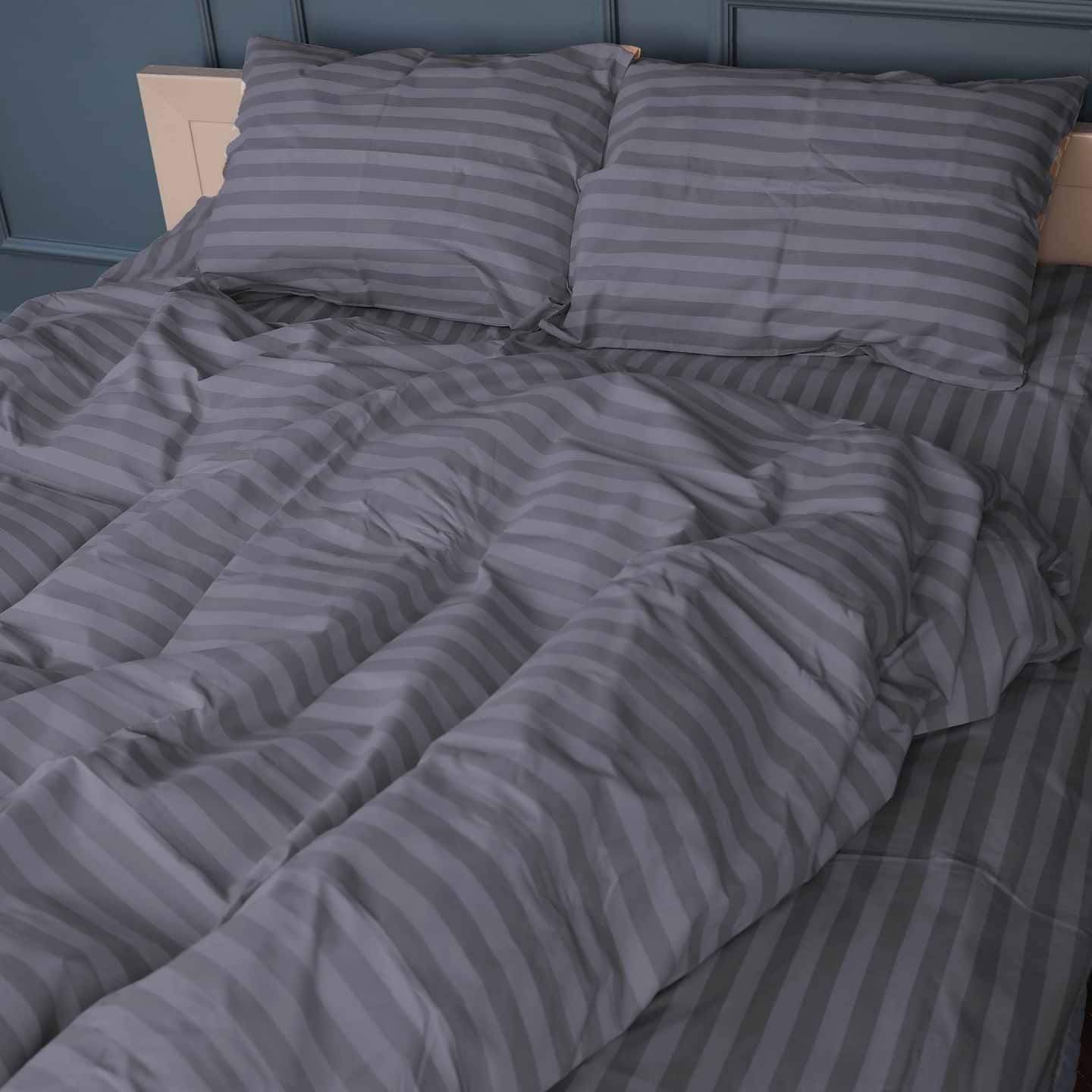 Комплект постільної білизни MirSon King Size 220x240 17-0601 Stripe Gray Бязь (2200008049317)