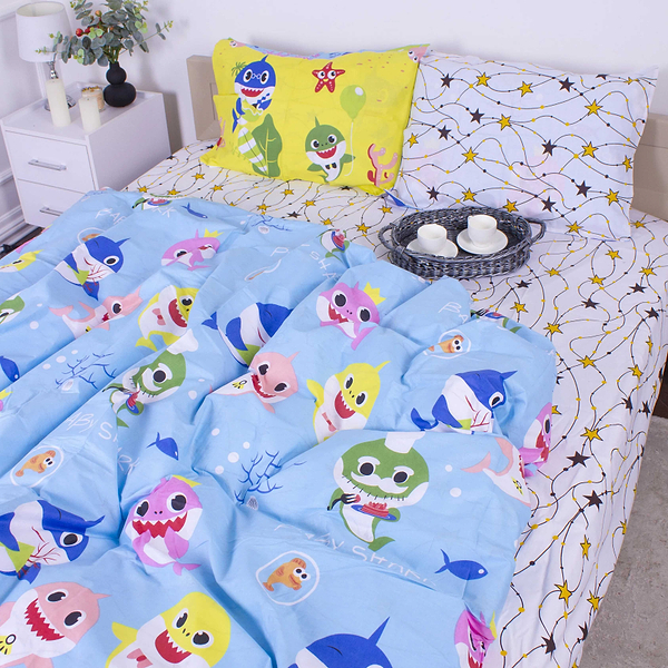 Фото - Комплект постельного белья детский MirSon Бязь Ranforce Elite 17-0522 Sharks are fun 110х140 (2200004664415)