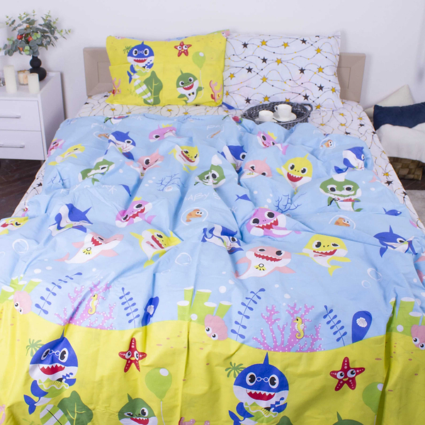 Фото - Комплект постельного белья детский MirSon Бязь Ranforce Elite 17-0522 Sharks are fun 110х140 (2200004664415)