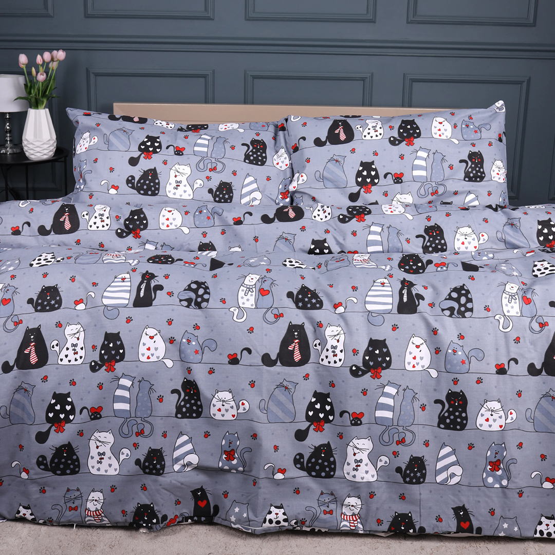 Простынь евро MirSon Ranforce Elite 17-0671 With Love Cats 220x240 см (2200010178401)