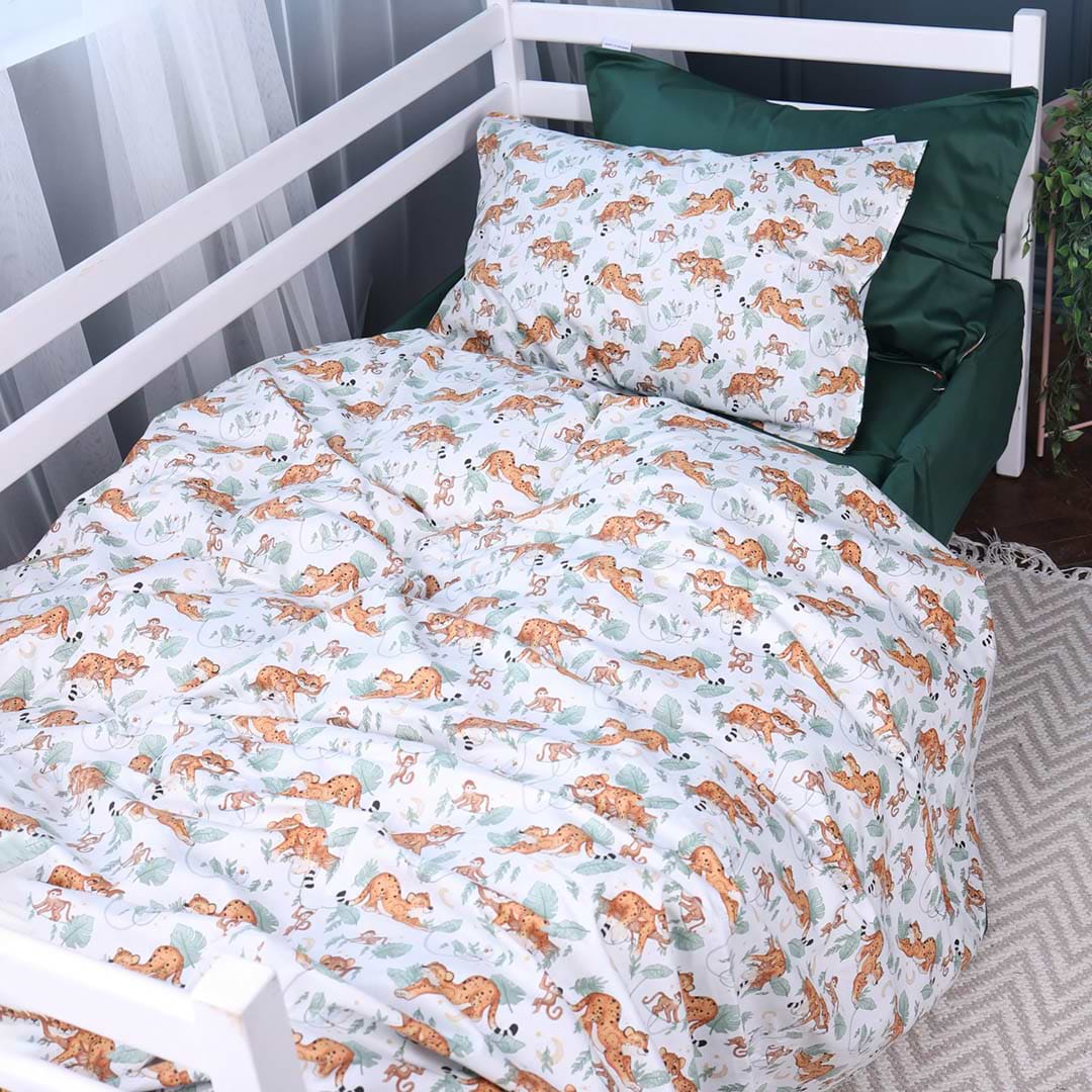 Комплект постельного белья детский MirSon Сатин Kids Time 22-1420 Little Jungle Friends 110х140 (2200011186627)