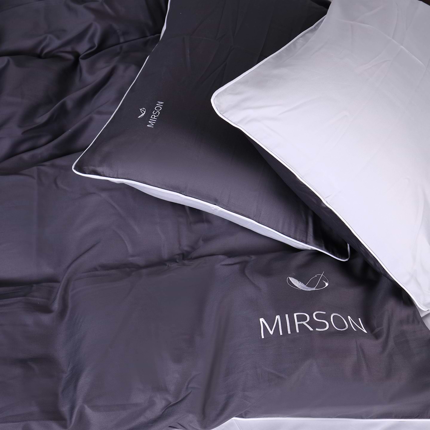 Комплект постільної білизни MirSon Сатин Smoke 0251+0240 175х210 (2200000688606)