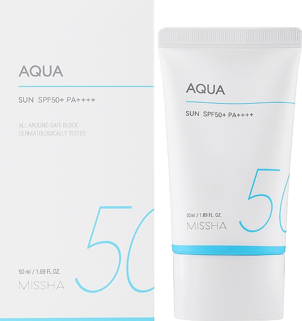 Фото - Крем для обличчя Missha All Around Safe Block Aqua Sun SPF50+/PA++++ (8809747942121)