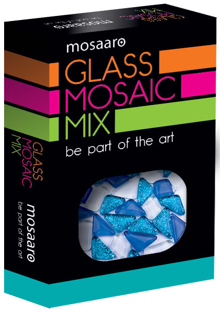 Фото - Скляна мозаїка Mosaaro Мозаїчний мікс: блакитний, білий, блакитний з блискітками (МА5001)
