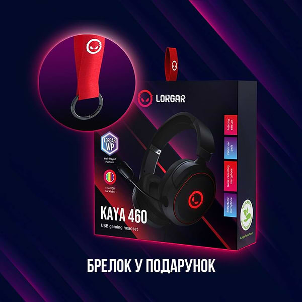 Фото - Гарнітура дротова ігрова Lorgar Kaya 460 Gaming RGB USB Black (LRG-GHS460)