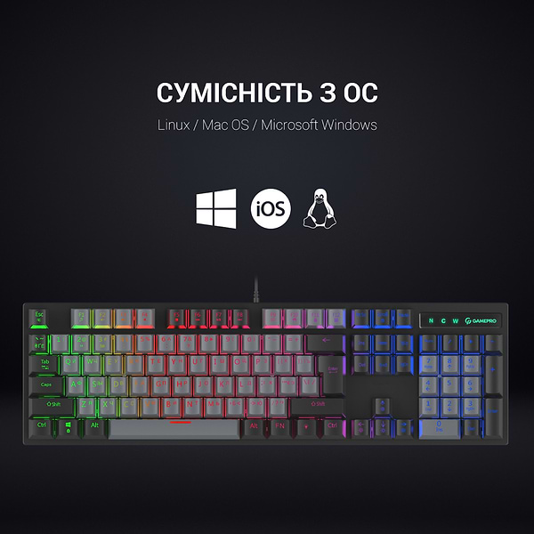 Фото - Клавиатура проводная игровая GamePro LED USB (MK105B)