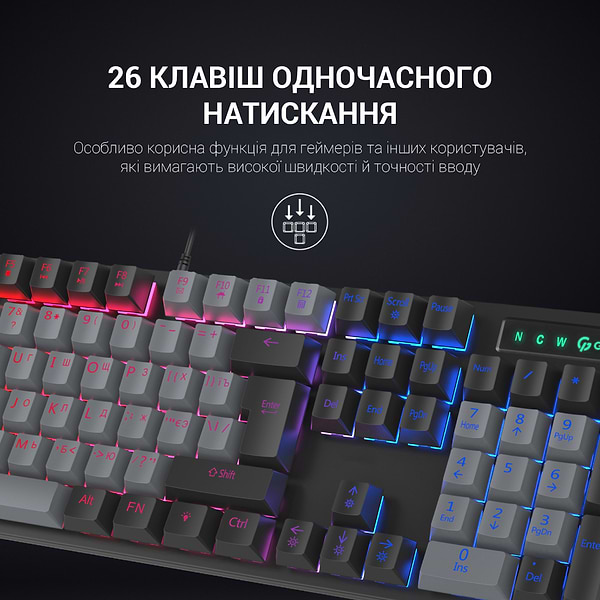 Фото - Клавиатура проводная игровая GamePro LED USB (MK105B)