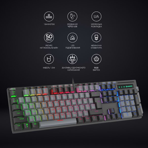 Фото - Клавиатура проводная игровая GamePro LED USB (MK105B)