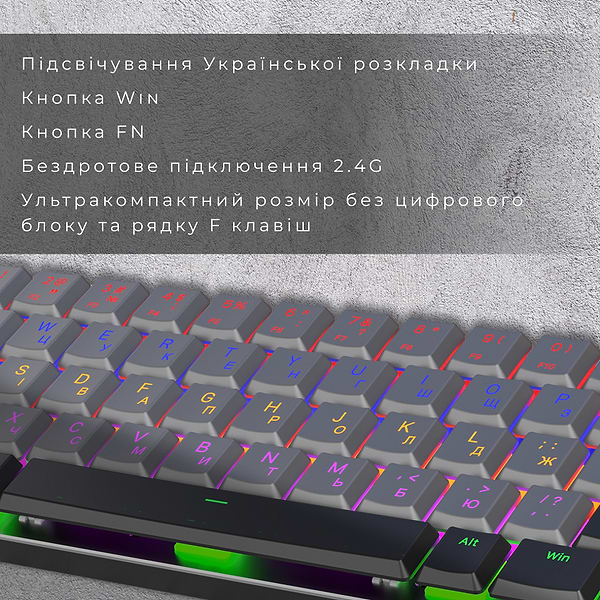 Фото - Клавиатура беспроводная игровая GamePro Red Switch Low Profile Wireless Dark Gray (MK122R)