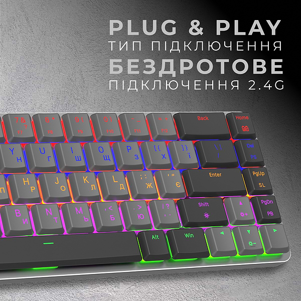 Фото - Клавиатура беспроводная игровая GamePro Red Switch Low Profile Wireless Dark Gray (MK122R)