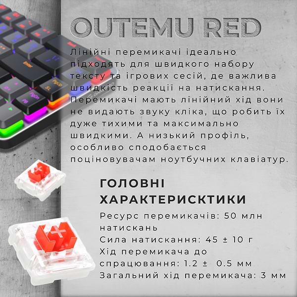 Фото - Клавиатура беспроводная игровая GamePro Red Switch Low Profile Wireless Dark Gray (MK122R)