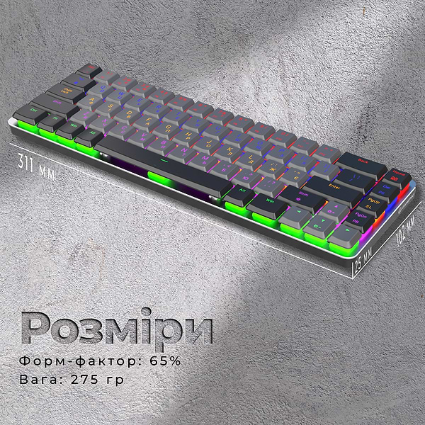 Фото - Клавиатура беспроводная игровая GamePro Red Switch Low Profile Wireless Dark Gray (MK122R)