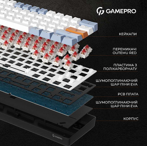 Фото - Уцінка - Клавіатура дротова ігрова GamePro MK130R Hot-Swap Red Swich RGB Black (MK130R)