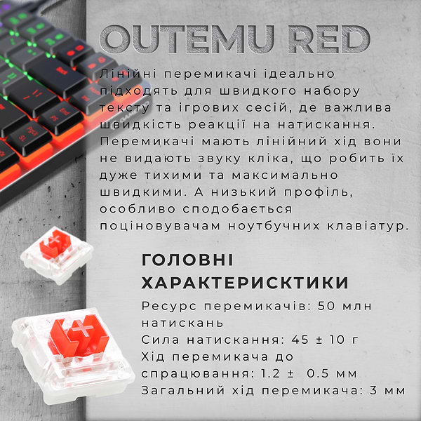 Фото - Клавиатура проводная игровая GamePro Red Switch Low Profile Dark Gray (MK140R)