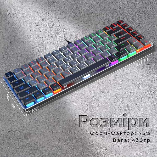 Фото - Клавиатура проводная игровая GamePro Red Switch Low Profile Dark Gray (MK140R)