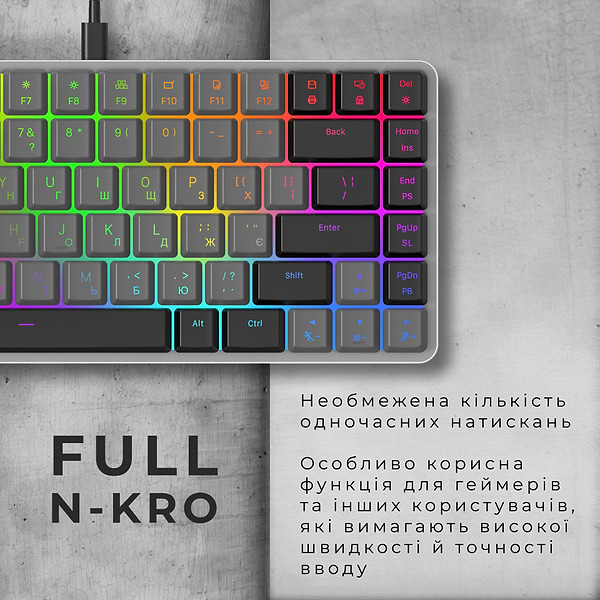 Фото - Клавиатура проводная игровая GamePro Red Switch Low Profile Dark Gray RGB (MK141R)