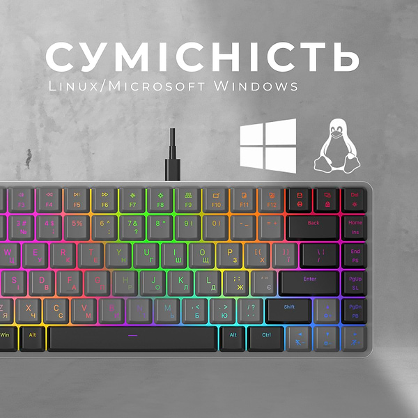 Фото - Клавиатура проводная игровая GamePro Red Switch Low Profile Dark Gray RGB (MK141R)