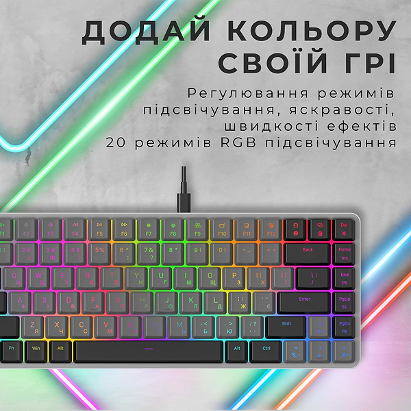 Фото - Клавиатура проводная игровая GamePro Red Switch Low Profile Dark Gray RGB (MK141R)