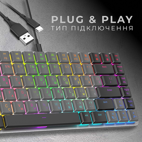 Фото - Клавиатура проводная игровая GamePro Red Switch Low Profile Dark Gray RGB (MK141R)