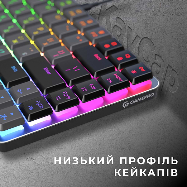Фото - Клавиатура проводная игровая GamePro Red Switch Low Profile Dark Gray RGB (MK141R)