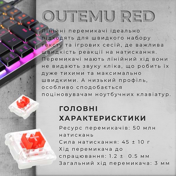 Фото - Клавиатура проводная игровая GamePro Red Switch Low Profile Dark Gray RGB (MK141R)