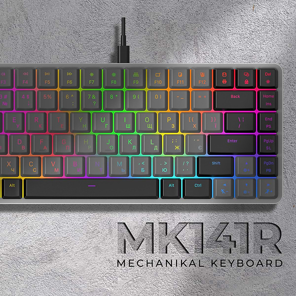 Фото - Клавиатура проводная игровая GamePro Red Switch Low Profile Dark Gray RGB (MK141R)