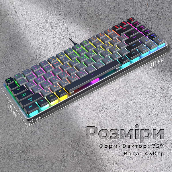 Фото - Клавиатура проводная игровая GamePro Red Switch Low Profile Dark Gray RGB (MK141R)