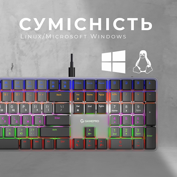 Фото - Клавиатура проводная игровая GamePro Red Switch Low Profile Dark Gray (MK145R)