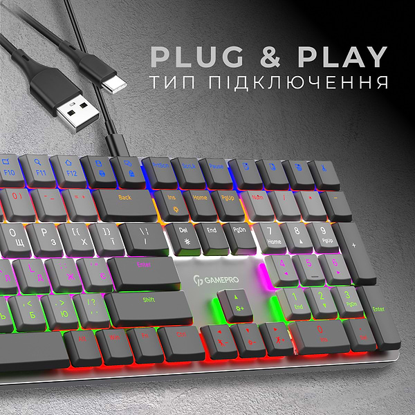 Фото - Клавиатура проводная игровая GamePro Red Switch Low Profile Dark Gray (MK145R)