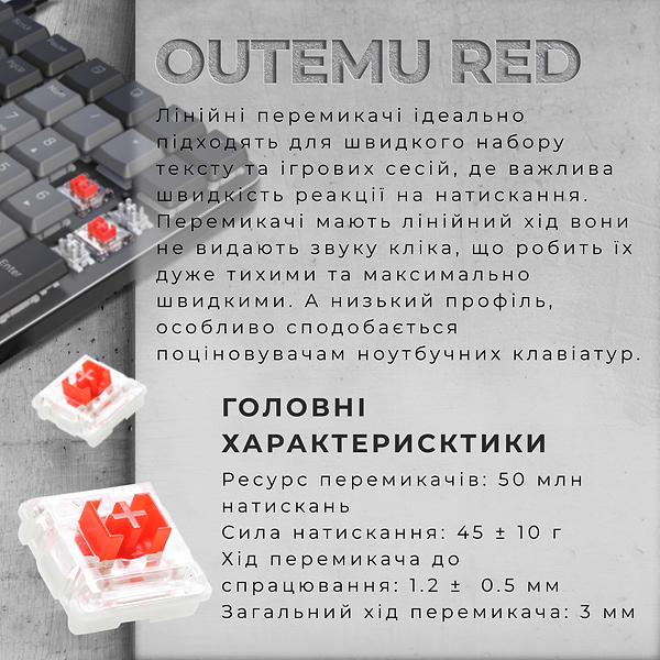 Фото - Клавиатура проводная игровая GamePro Red Switch Low Profile Dark Gray (MK145R)