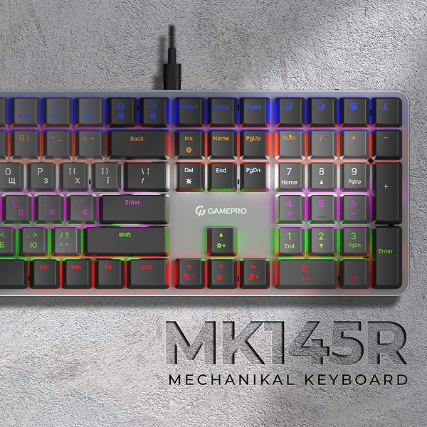 Фото - Клавиатура проводная игровая GamePro Red Switch Low Profile Dark Gray (MK145R)
