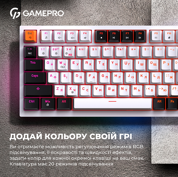 Фото - Клавиатура проводная игровая GamePro MK160W Hot-Swap Red Swich RGB White (MK160W)