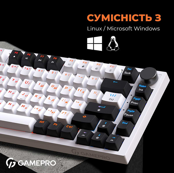 Фото - Клавиатура проводная игровая GamePro MK160W Hot-Swap Red Swich RGB White (MK160W)