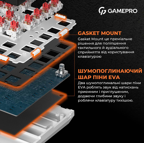 Фото - Клавиатура проводная игровая GamePro MK160W Hot-Swap Red Swich RGB White (MK160W)