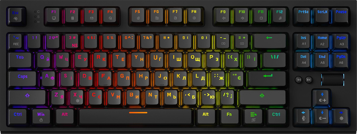 Клавиатура проводная игровая GamePro MK180B Hot-Swap Red Swich RGB Black (MK180B) - Фото 1