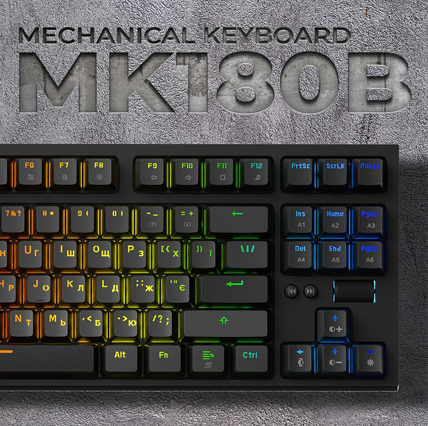 Фото - Клавіатура дротова ігрова GamePro MK180B Hot-Swap Red Swich RGB Black (MK180B)